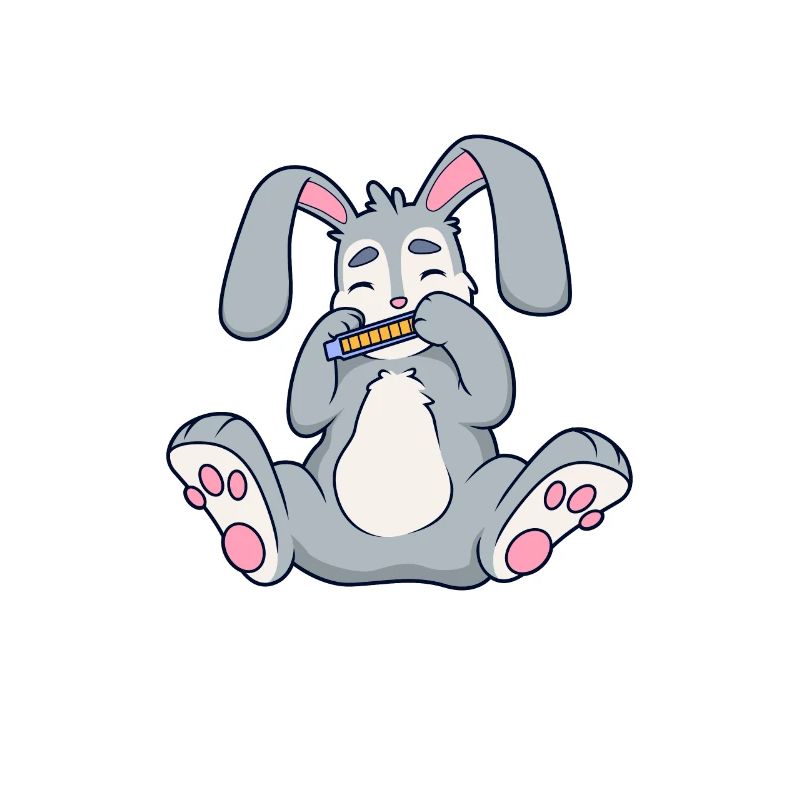 Rabbit plays harmonica