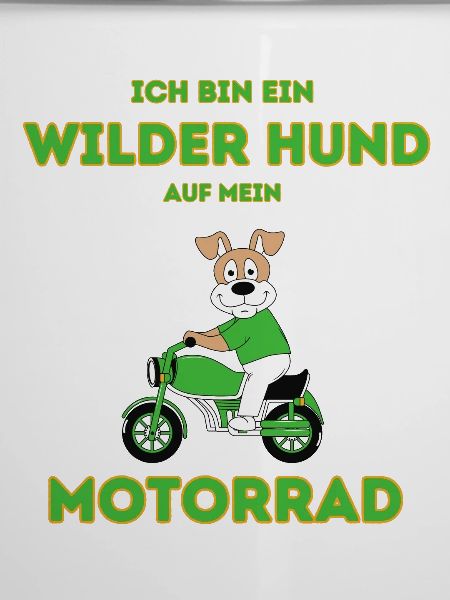 Wilder Hund auf Motorrad