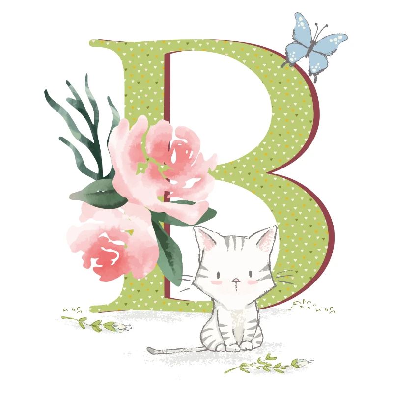 Lettre initiale B avec chat