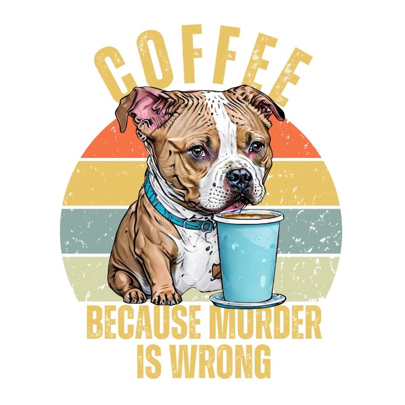 Drôle de pitbull boire du café parce que le meurtre est mal