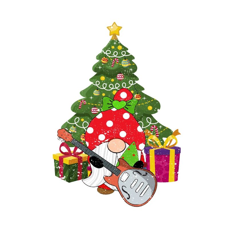 Guitariste Basse Gnome Funny Christmas Tree