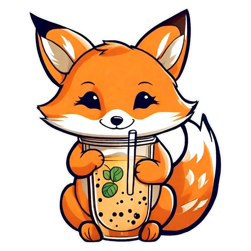 Niedlicher Fuchs mit Bubble Tea