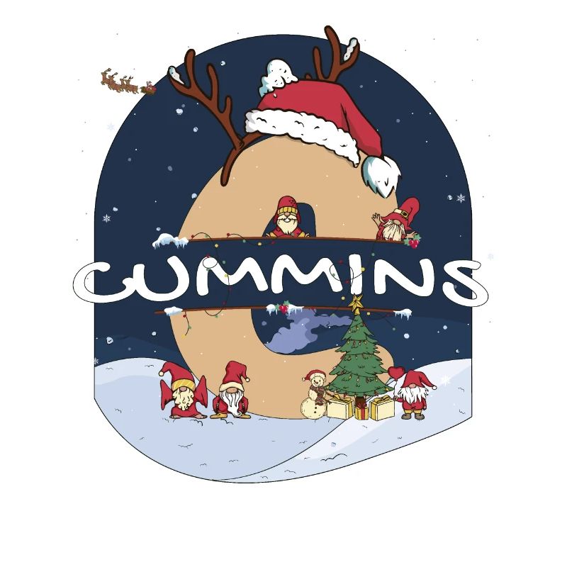 Awesome Cummins Name w Santa Hat dans le thème de Noël