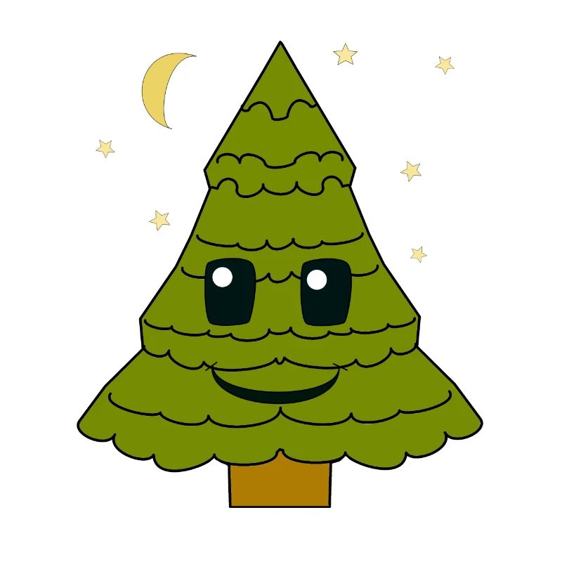 fir tree, fir tree, starry sky, moon, night, forest