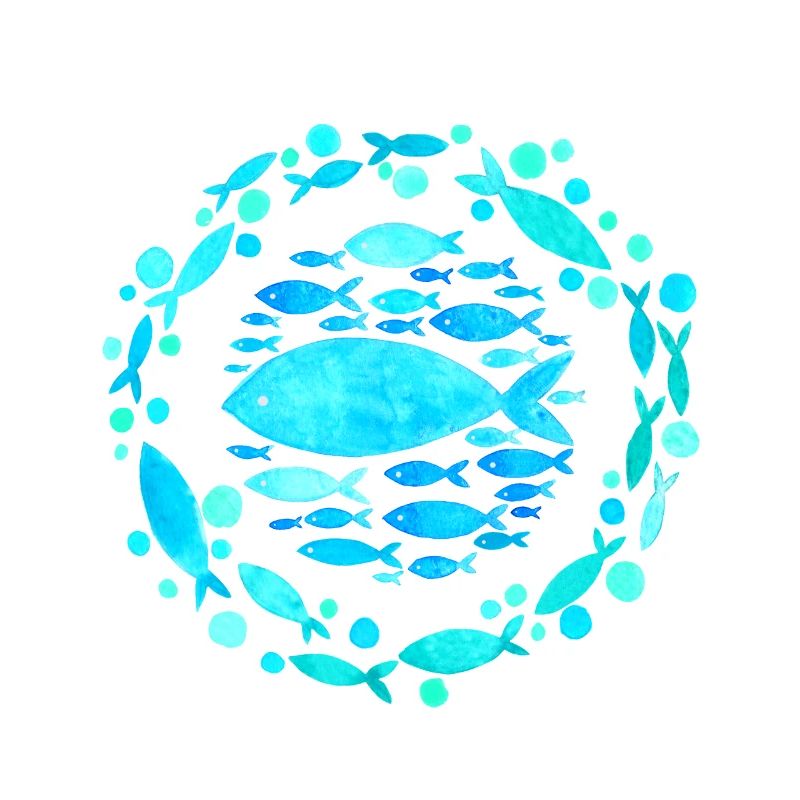 Conception de poisson, Mandala avec des poissons, Style esthétique