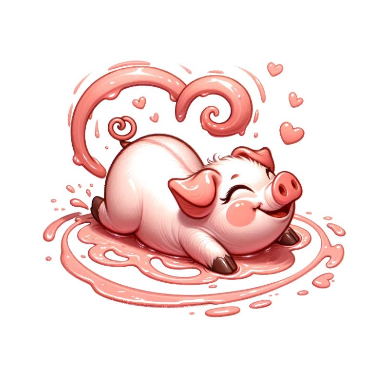 Cochon Bouclé Coeur Queue Saint Valentin Amour Boueux