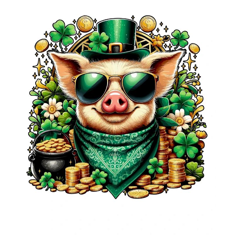 Cochon cool avec trèfle