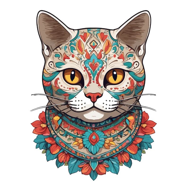 Sugar Skull Mexique chat Design esthétique