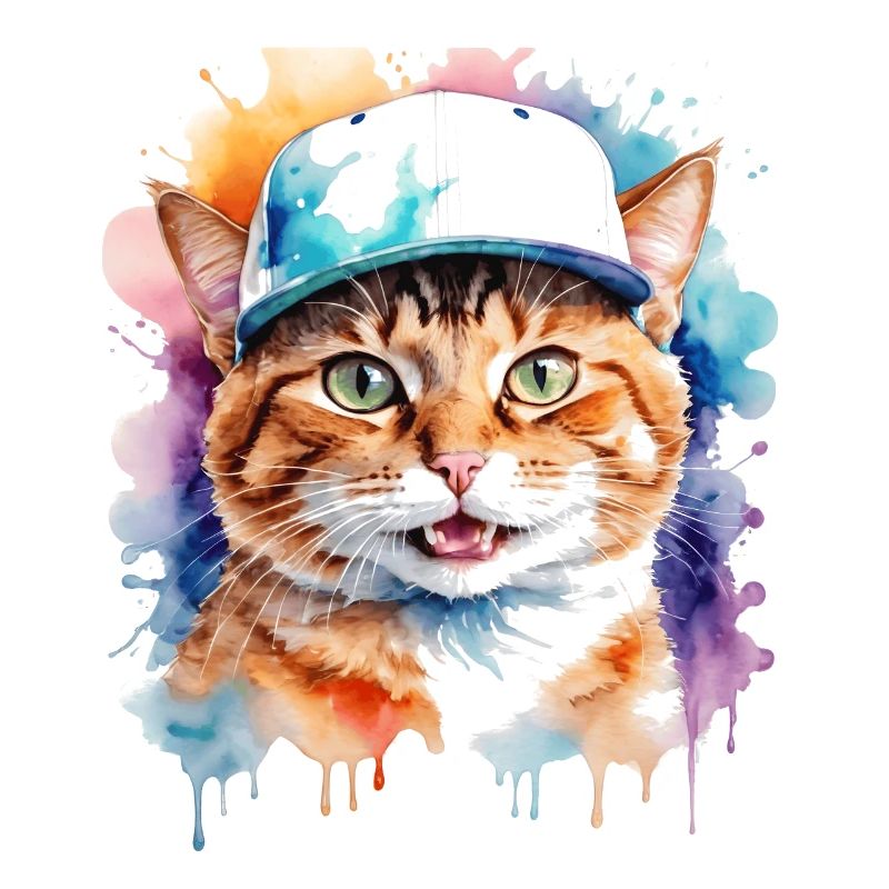 Katze Snapback Cap Bunt Lustig Tier Design Print