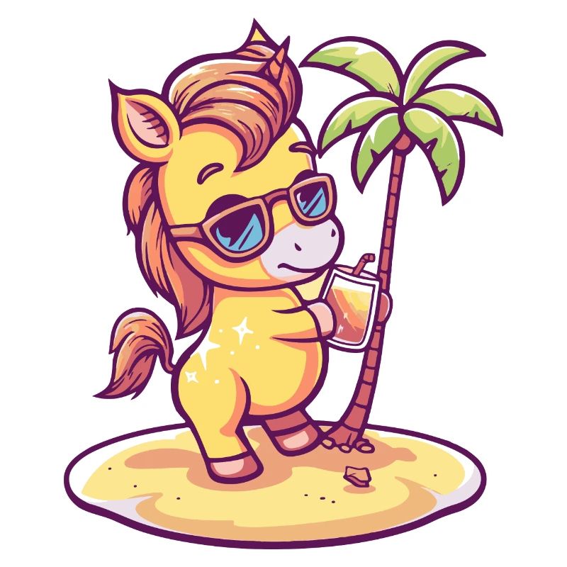Cheval Été Plage Bande Dessinée