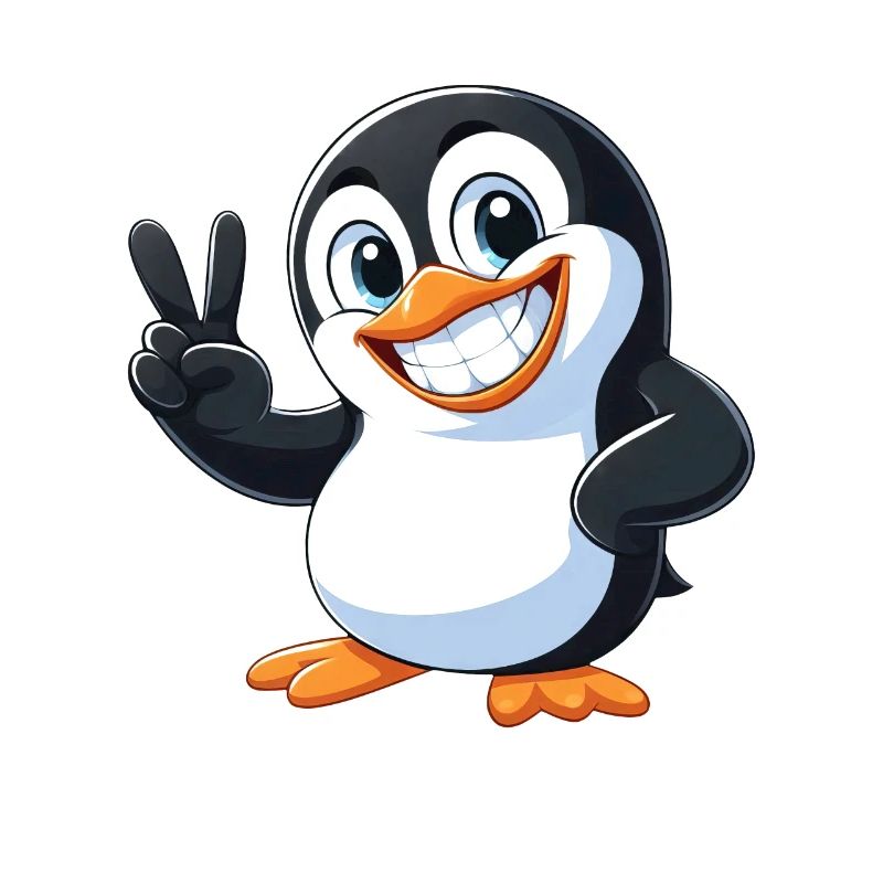Cute Penguin Cartoon with Teeth Joy Peace