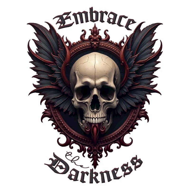 Gothic skull wings baroque skull dark skull skull