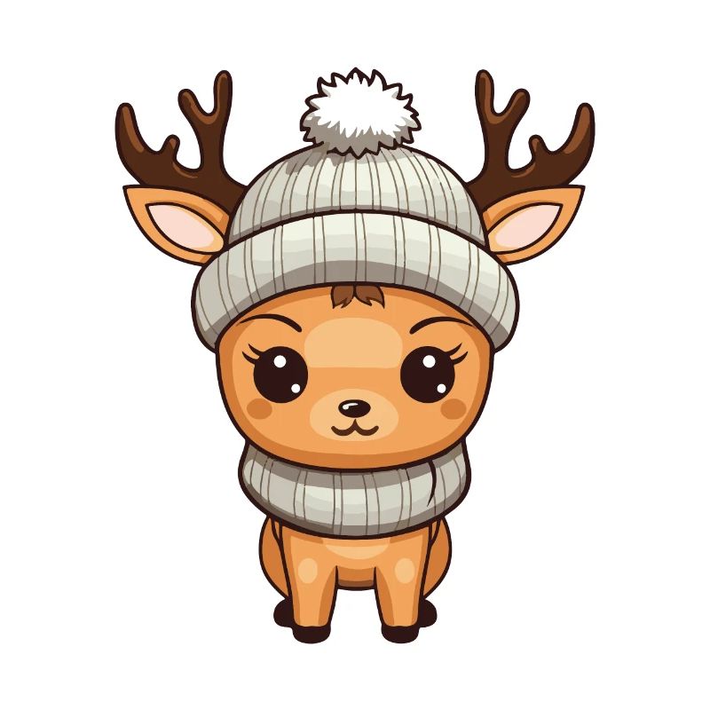 Deer Cute Comic Winter