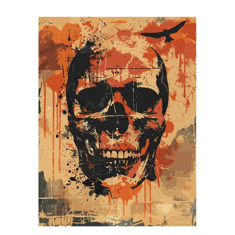 Creepy skull with ravens