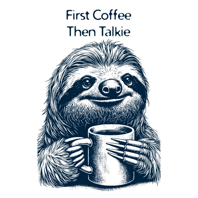 First Coffee Then Talkie - Half-Awake Sloth