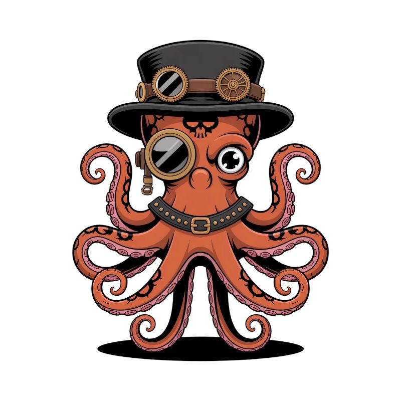 Pieuvre dans le style steampunk avec monocle