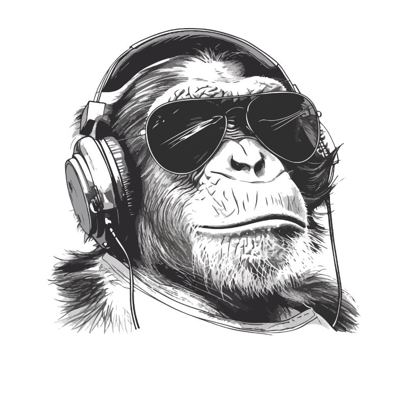Affe DJ mit Kopfhörern