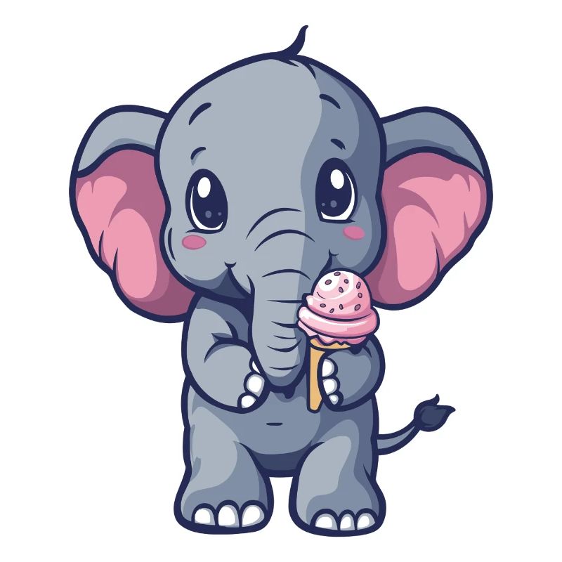 Kleiner Elefant Eiscreme Freund