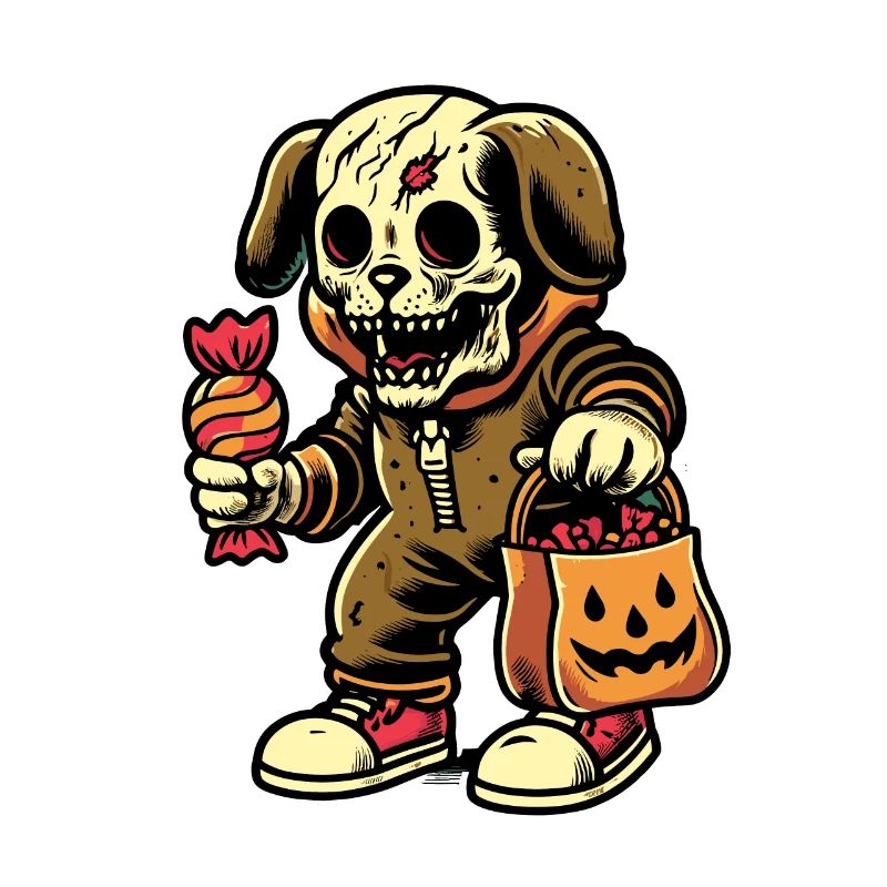 Untote Zombie Hund Süßes Oder Saures Halloween
