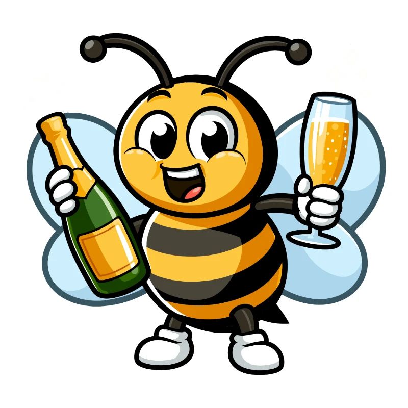 Bee Sparkling Wine Bottle Beer Celebration Birthday