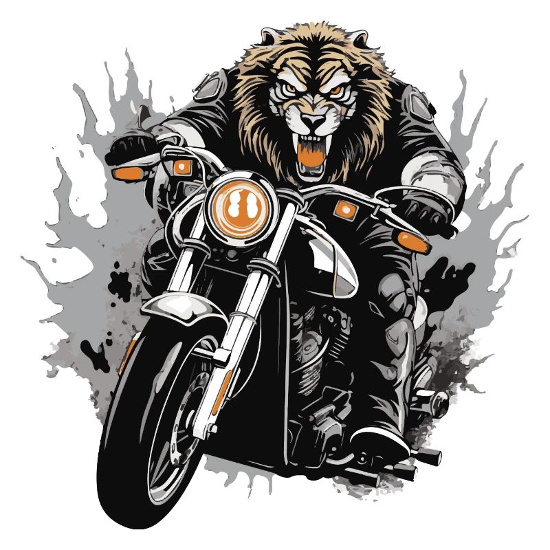 Lion Motorcycle Biker Beast
