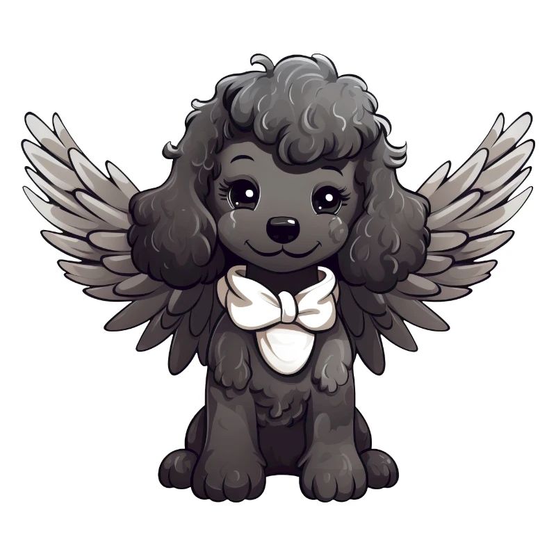 Black Poodle Angel - Chien mignon avec