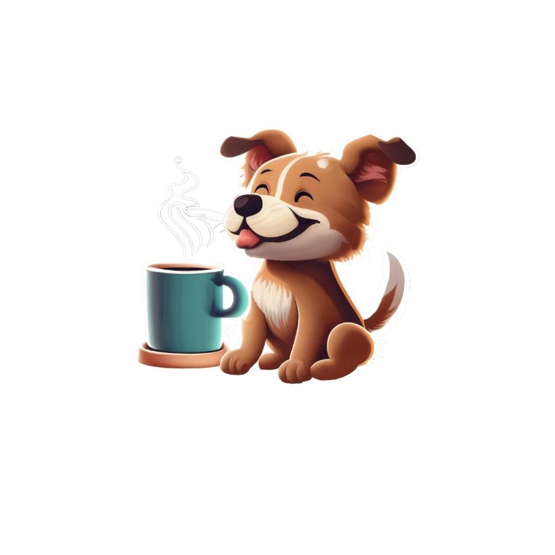 Chien mignon avec tasse à café