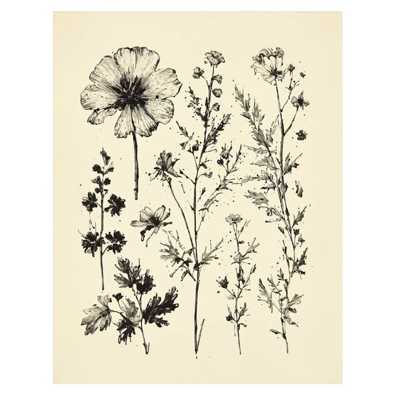 Dessin à l’encre de fleurs
