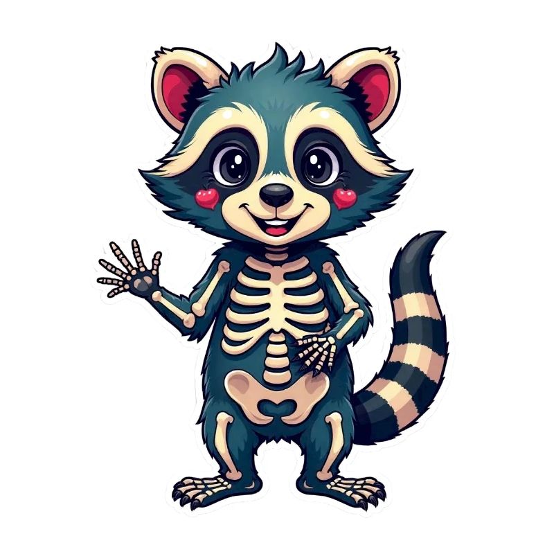 Raton laveur squelette – Mignon, effronté et un peu