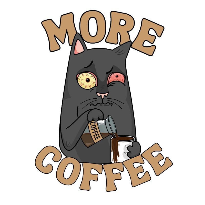 Kaffee Katze lustiger Spruch Müde Katze Kaffee