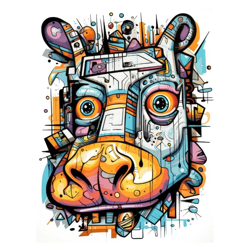 Hippopotame Graffiti Abstrait
