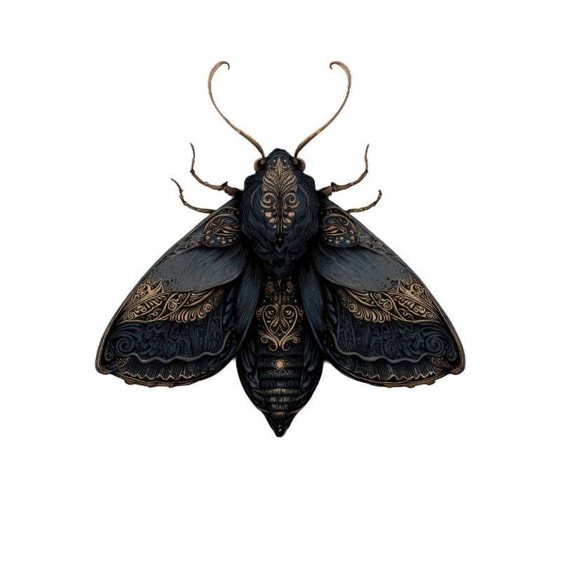 Illustration de papillon de nuit ornée avec des détails complexes