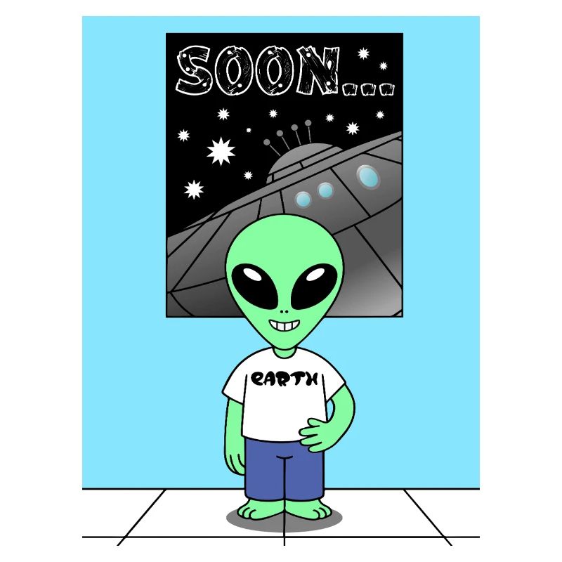 Alien devant le vaisseau spatial Terre