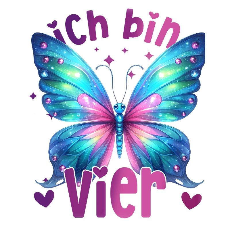 Geburtstag 4 Mädchen Schmetterling Vier 4 Jahre
