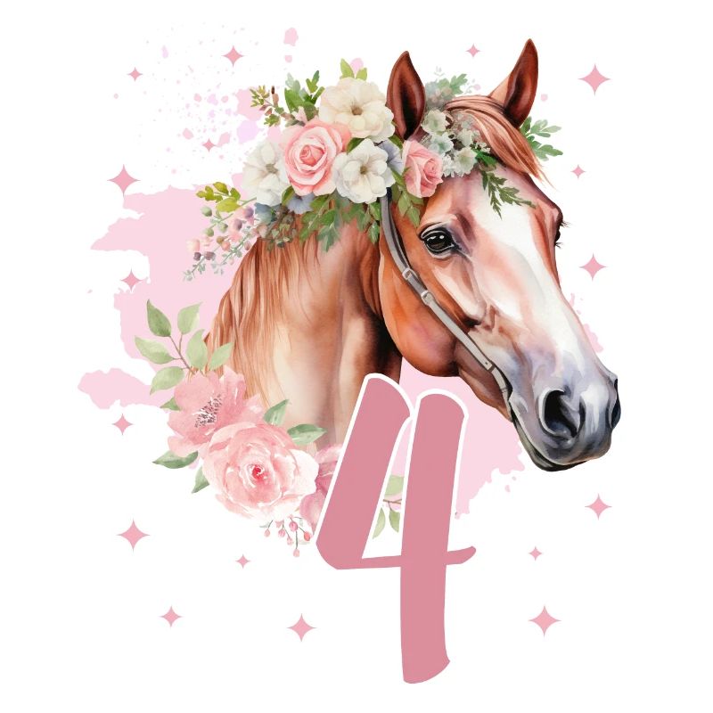 Geburtstag 4 Mädchen Pferd Reiten Stall Vier 4 Jah