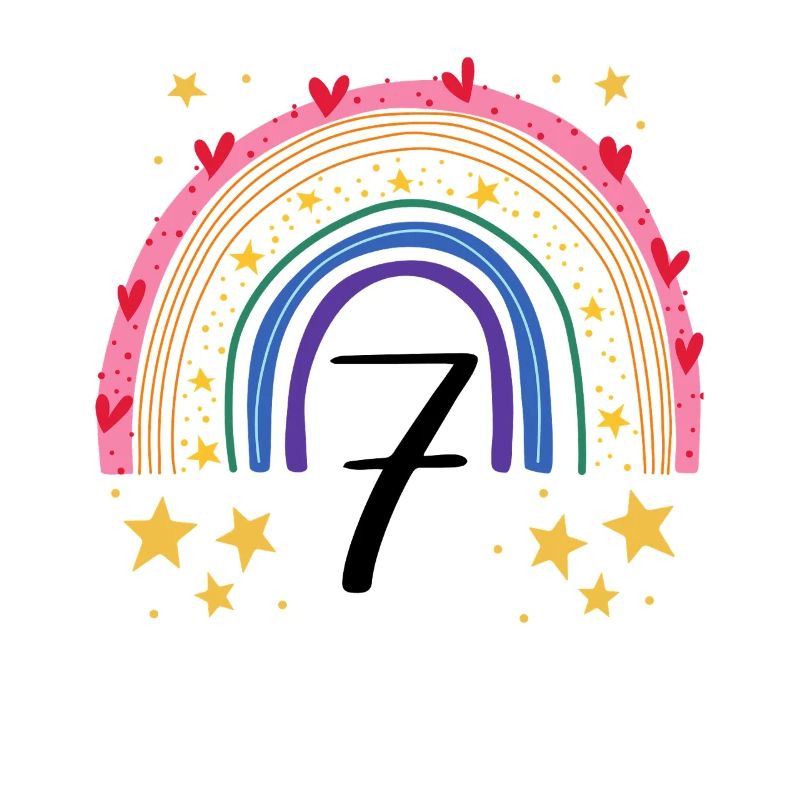 Geburtstag 7 Jahre Mädchen Regenbogen Sieben