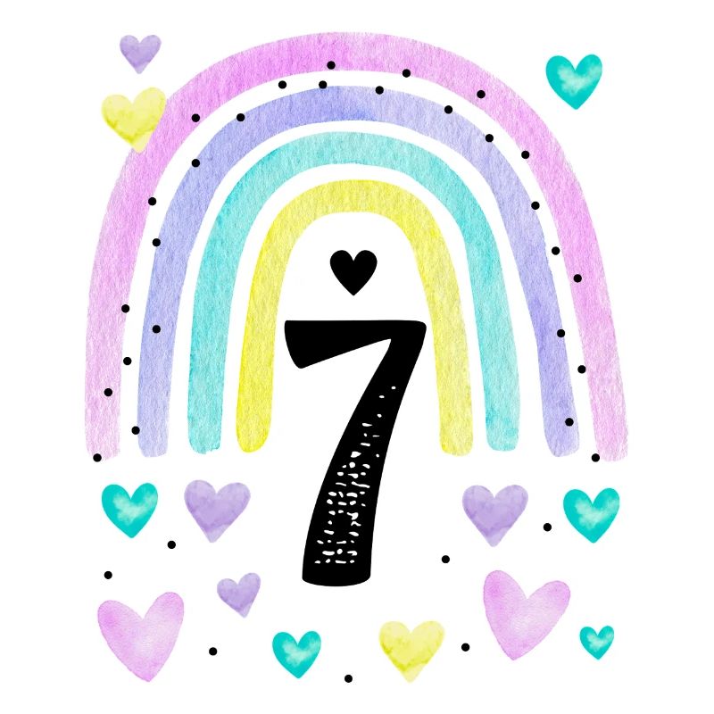 Geburtstag 7 Jahre Mädchen Regenbogen Sieben