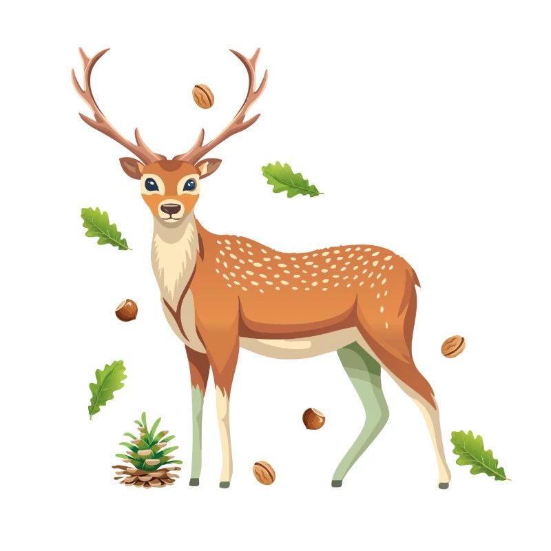 Deer and pine cone