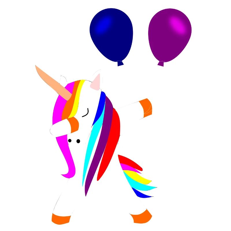 dabbing uncorn Einhorn Einhörner mit Luftballons