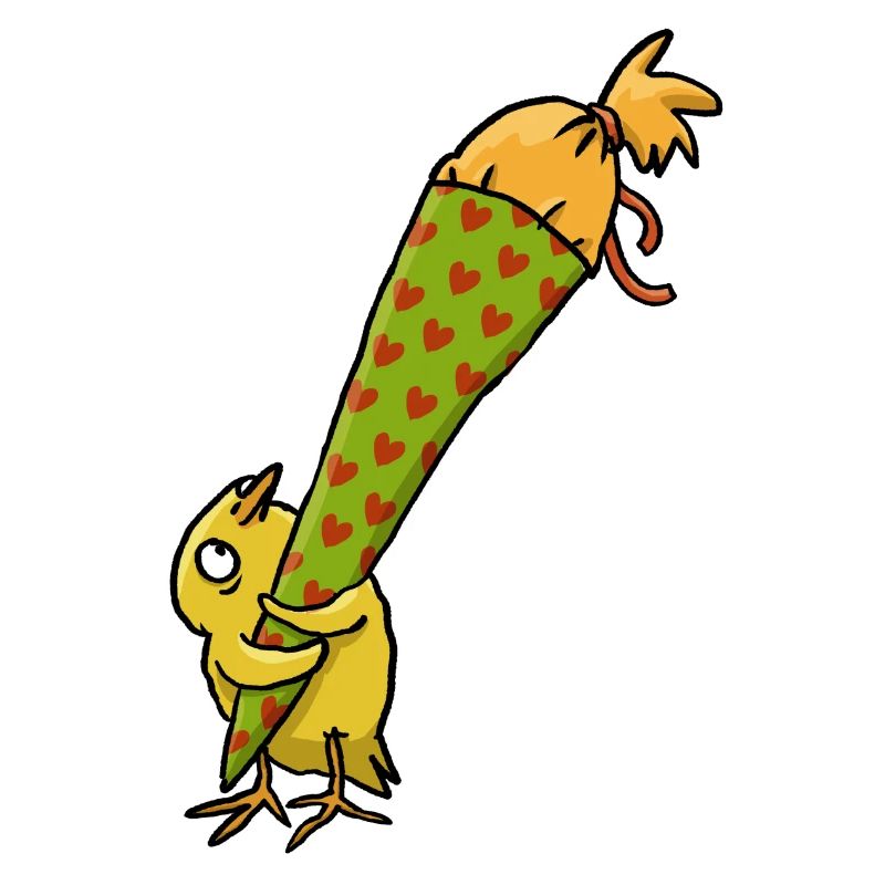 Chicks with school cone
