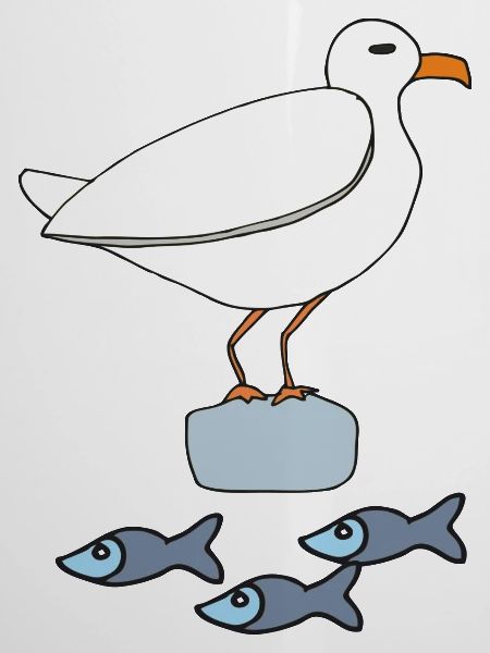 möve mit fischen