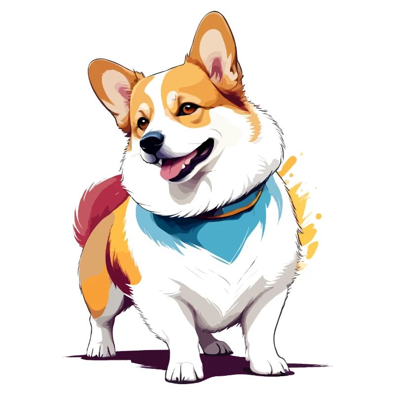 Corgi Vektor Kunst mit lebendiger Farbillustration