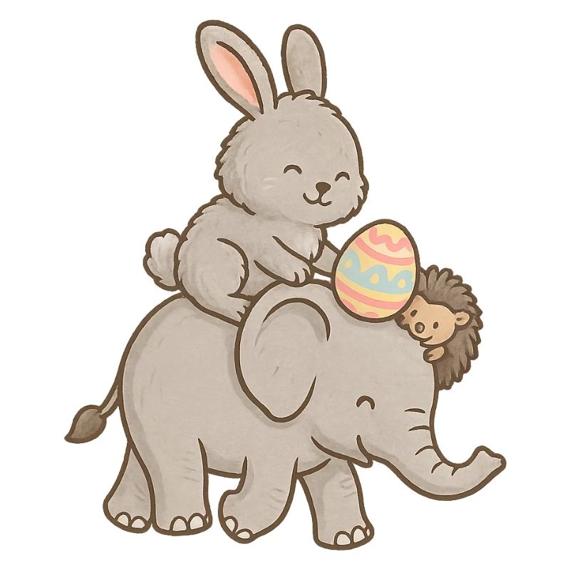 Hase reitet Elefant – Süßes Tierfreundschaft