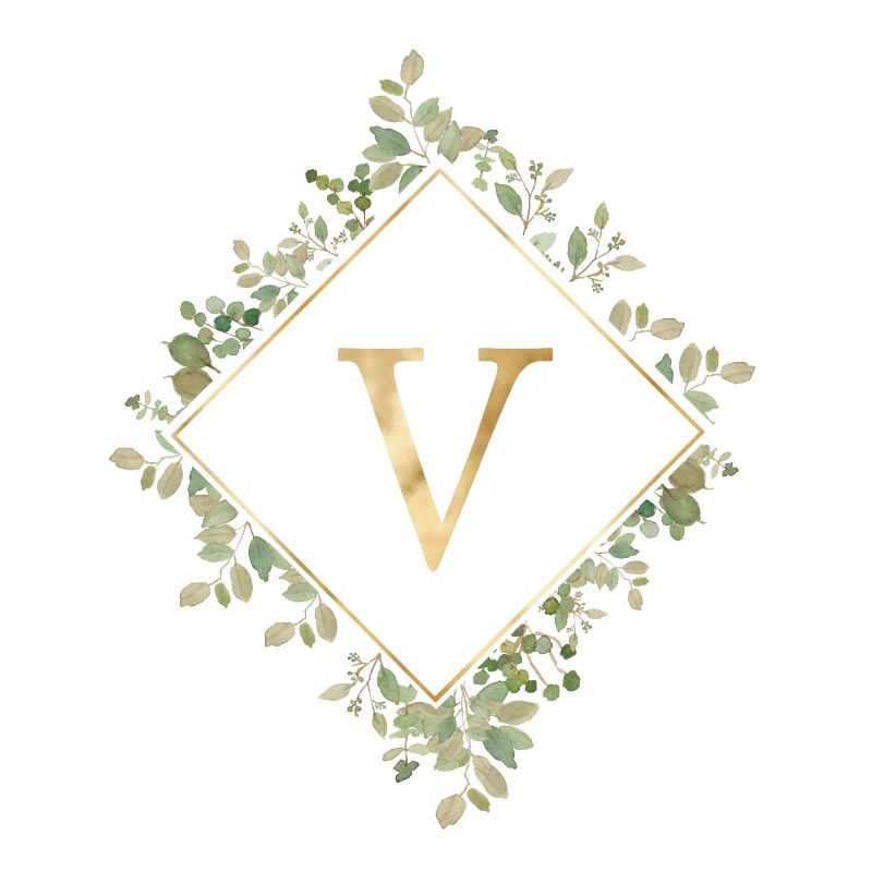 V Monogram Eucalyptus Wreath