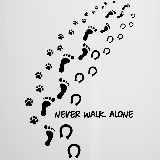 Vorschau: never walk alone hund pferd - Emaille-Tasse