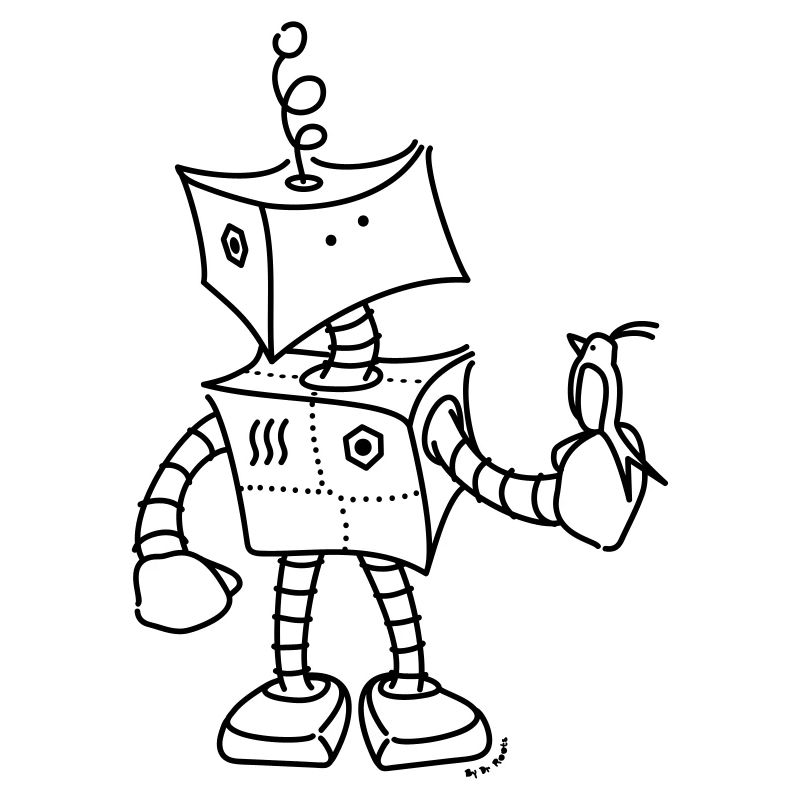 Cute robot & bird