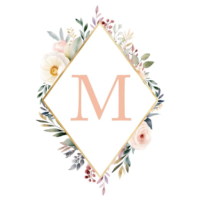 M Monogram, Floral, Boho