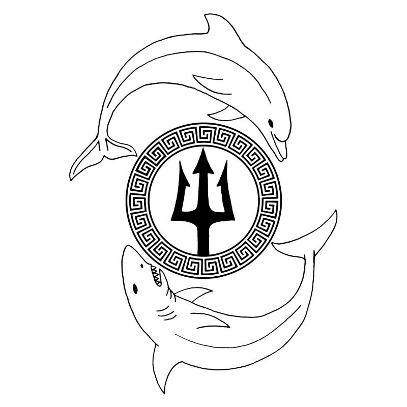 Dauphin et requin (noir)