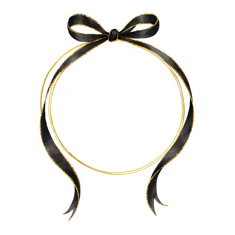 Circle Bow Black Gold Personalizable