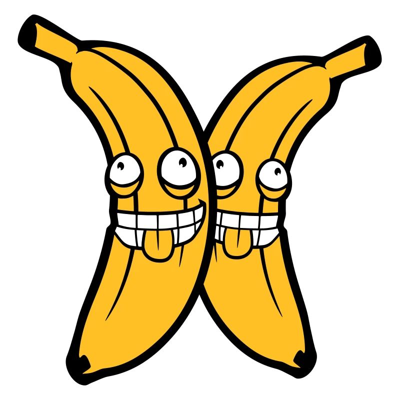 2 amis équipe couple banane fruit fou grimace